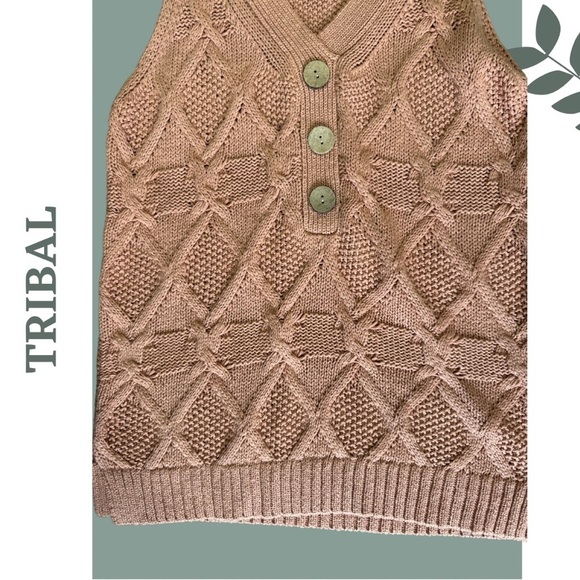Tribal Sleeveless Racer Back Sweater Button Detail Color Clay (light salmon) - Picture 4 of 6